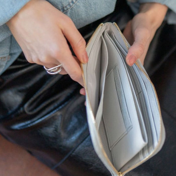 LONG WALLET 本革 箔 クロコ 型押し 薄型 長財布